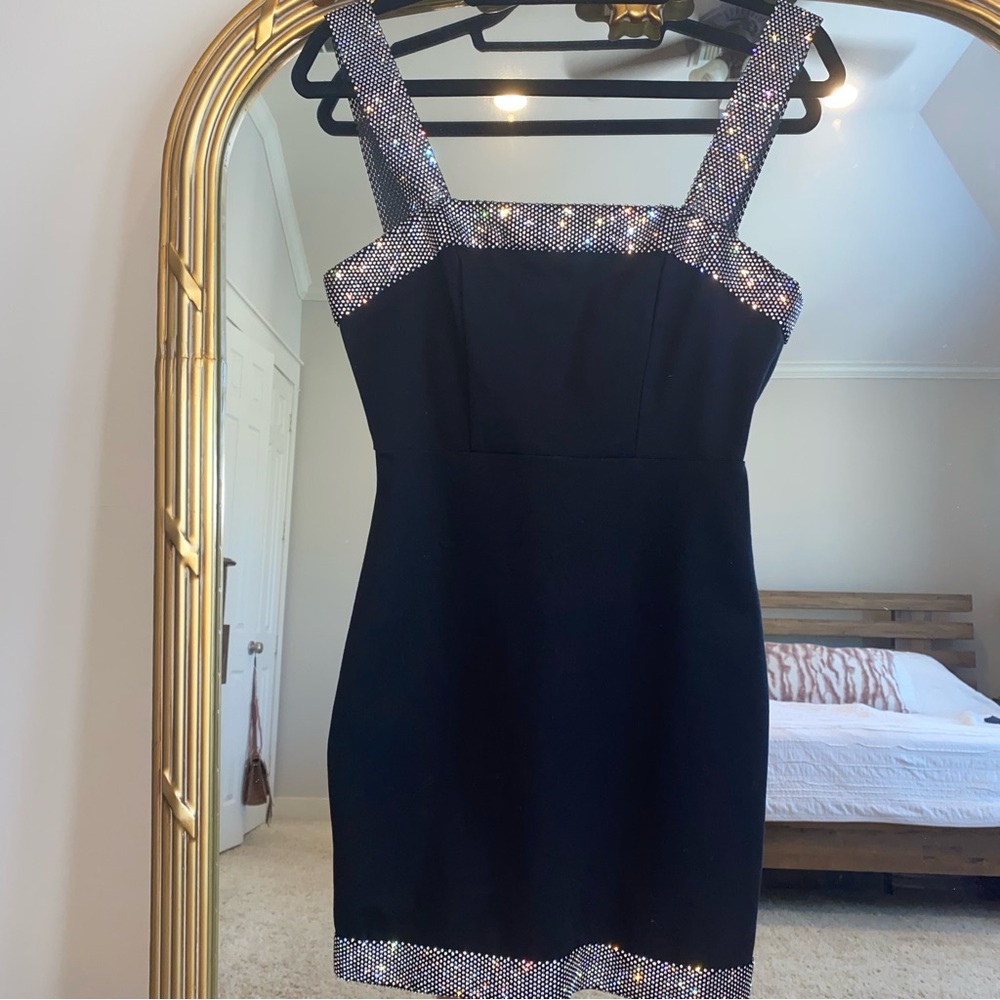 Rhinestone Little Black Dress Damaged - Bachelorette Party, upcycle piece